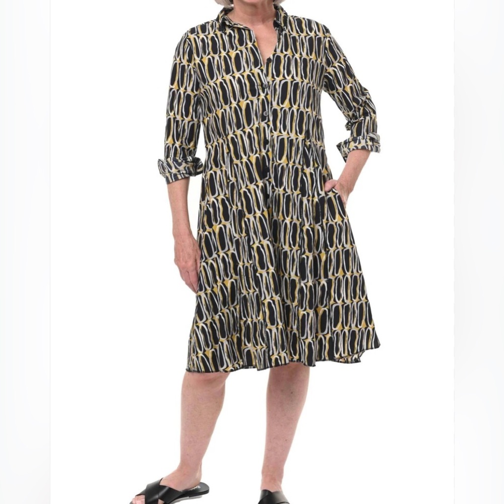 NWT Tulip Clothing Collins Womens Dress Olive Oil Lagenlook Artsy Preppy Sz S
